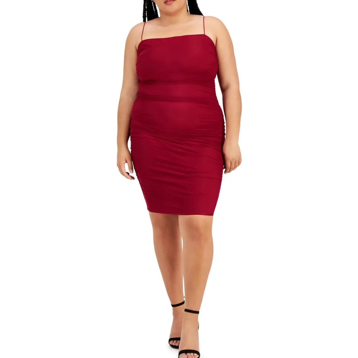 Plus Knit Rushed Bodycon Dress