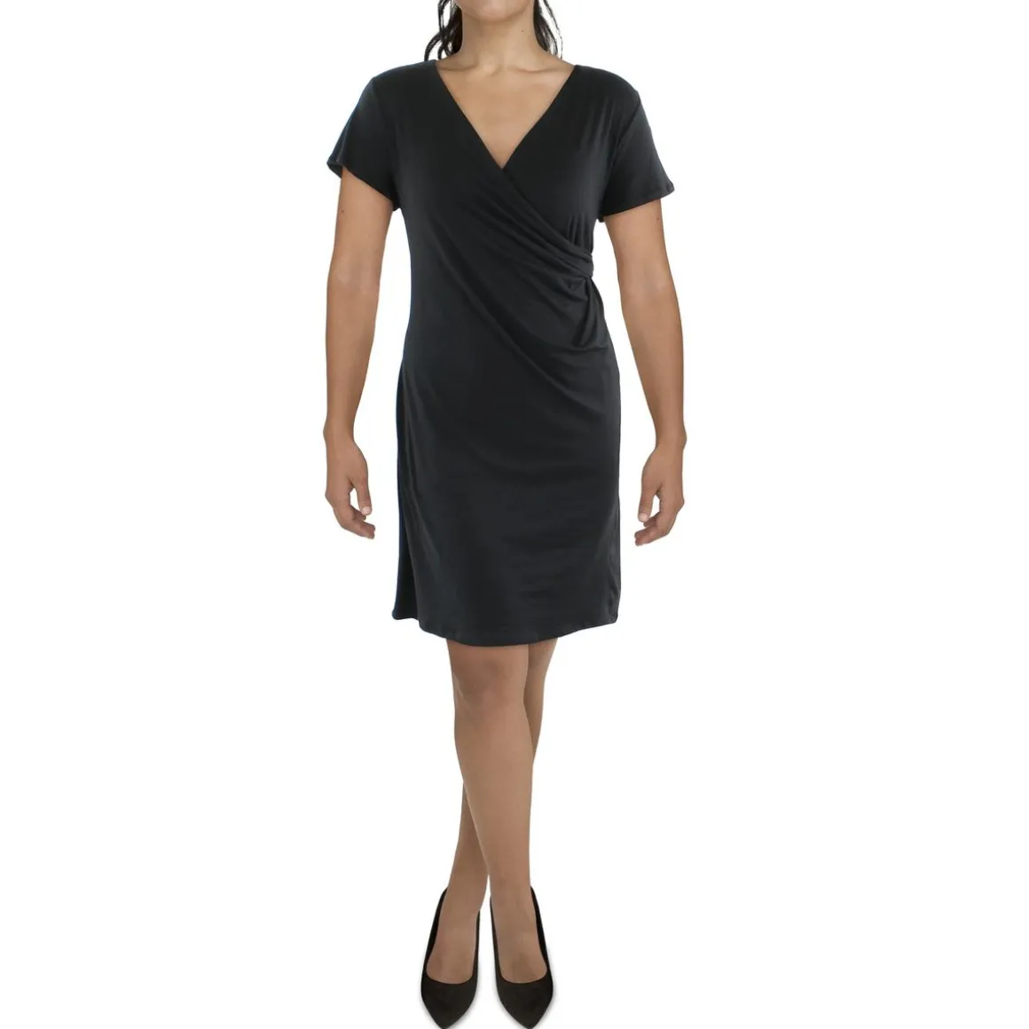 Plus Knit Surplice Shift Dress