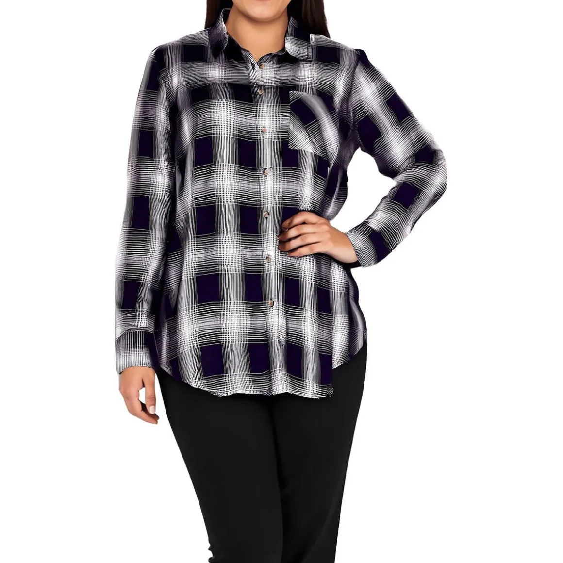 Plus Kylee Plaid Button-Down Top