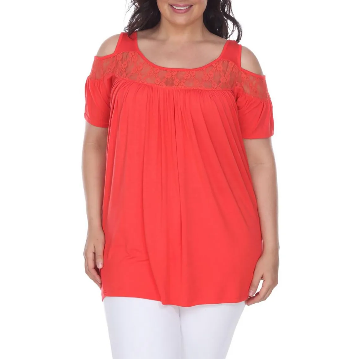 Plus Lace Trim Pullover Top