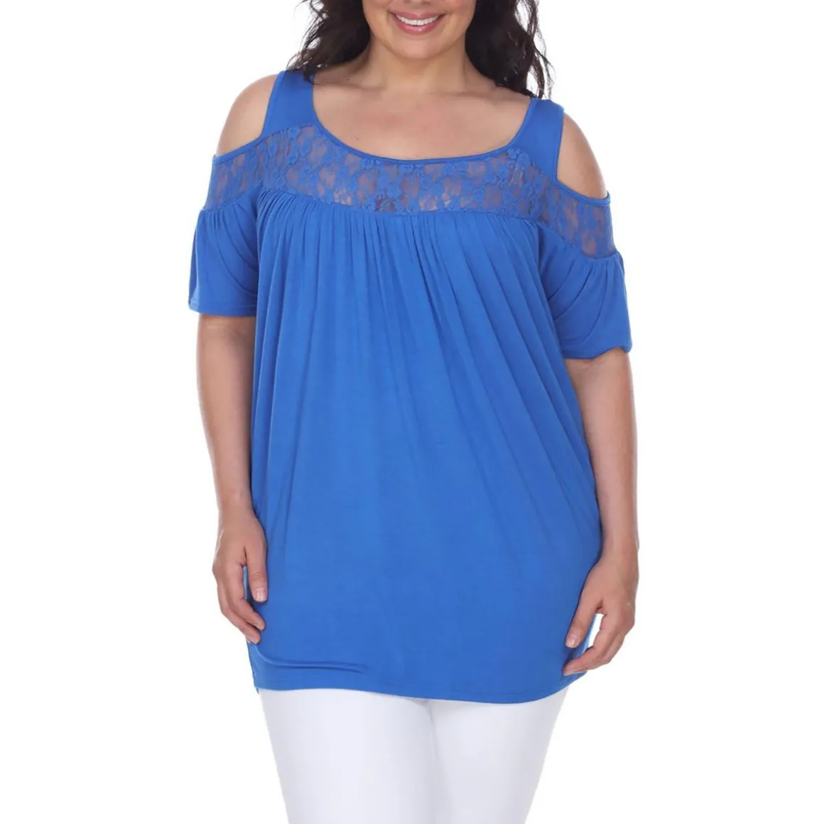 Plus Lace Trim Pullover Top