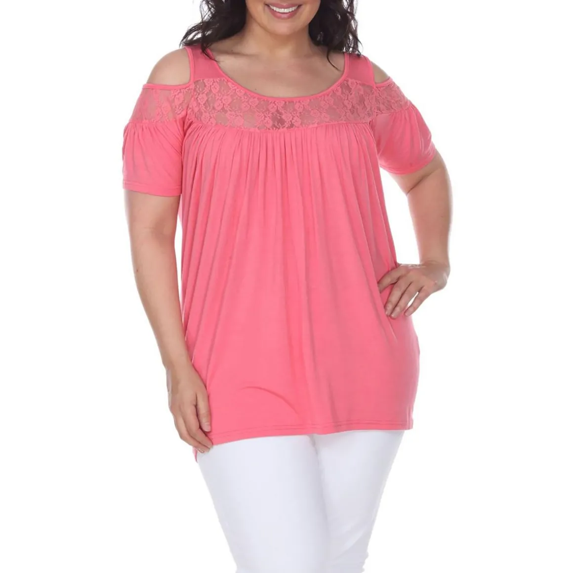 Plus Lace Trim Pullover Top