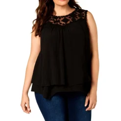 Plus Lace Yoke Blouse
