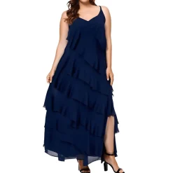 Plus Layered Long Evening Dress