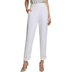 Plus Linen Blend High-Rise Ankle Pants