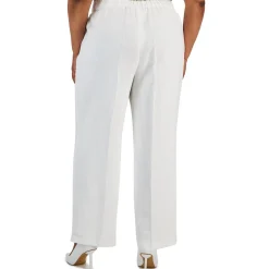 Plus Linen High Rise Straight Leg Pants