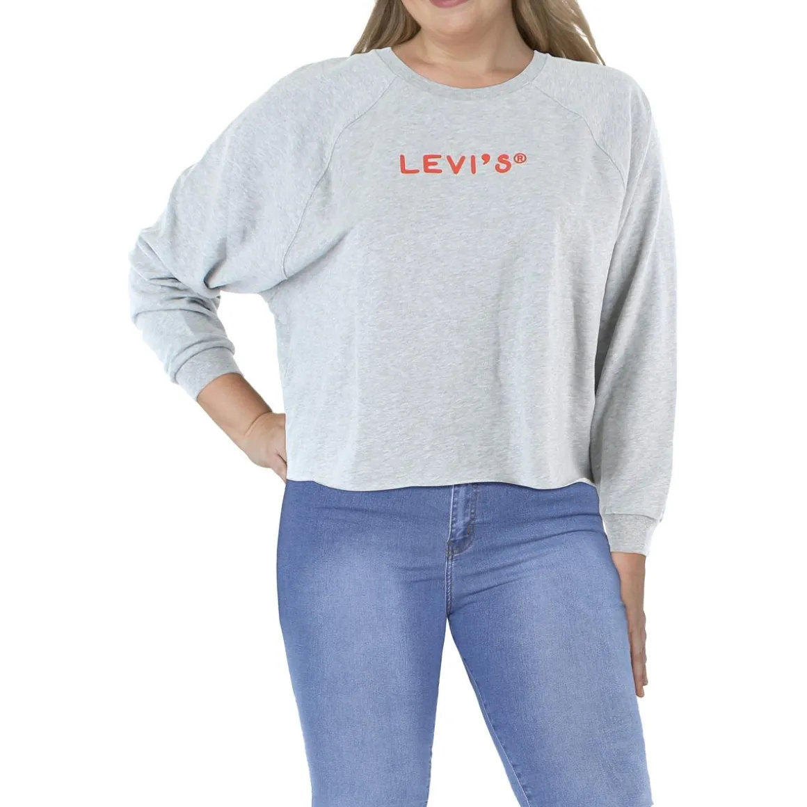 Plus Logo Raw Hem Sweatshirt