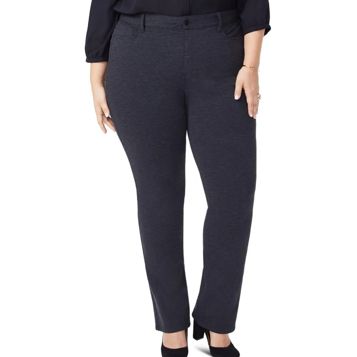 Plus Marilyn Heathered Ponte Straight Leg Pants