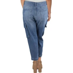 Plus Medium Wash Casual Cargo Jeans