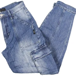 Plus Medium Wash Casual Cargo Jeans