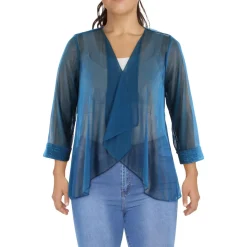 Plus Mesh Glitter Duster Blazer