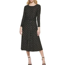 Plus Metallic Belted Midi Dress