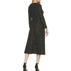 Plus Metallic Belted Midi Dress