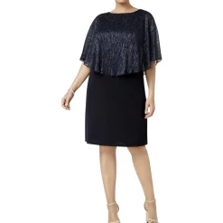 Plus Metallic Cape Sleeves Special Occasion Dress