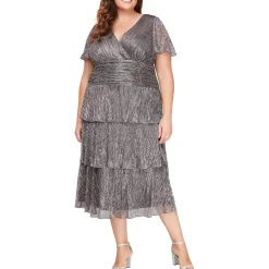Plus Metallic Midi Cocktail And Party Dress