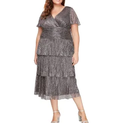 Plus Metallic Midi Cocktail And Party Dress