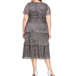 Plus Metallic Midi Cocktail And Party Dress