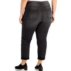 Plus Mid Rise Destroyed Cropped Jeans