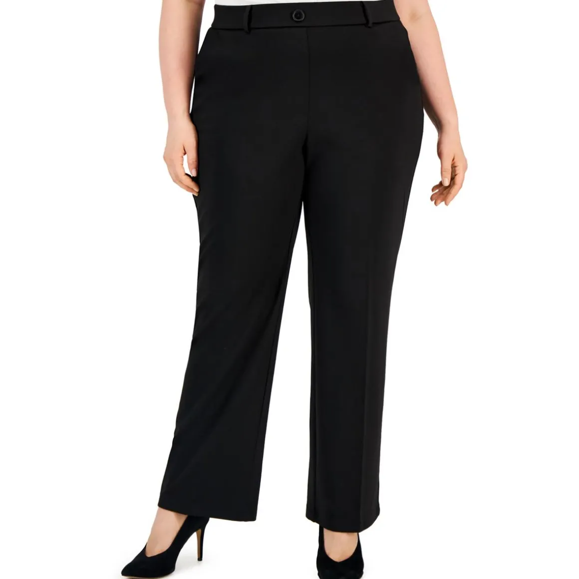 Plus Mid-Rise Office Straight Leg Pants