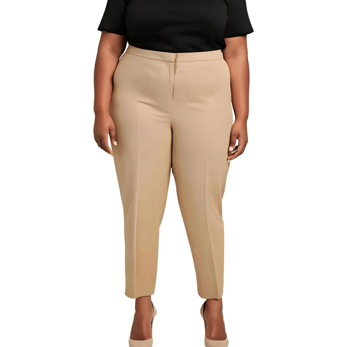 Plus Mid-Rise Stretch Straight Leg Pants