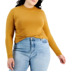 Plus Mock Neck Shirt Turtleneck Top