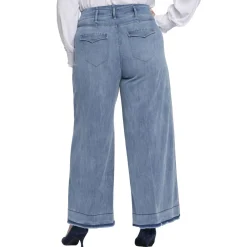 Plus Mona Frayed Hem Denim Wide Leg Jeans