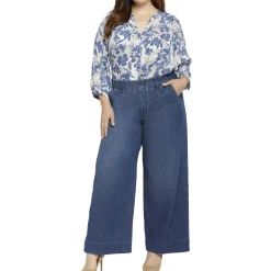Plus Mona Stretch Denim Wide Leg Jeans