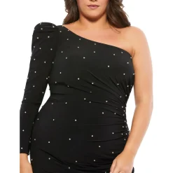Plus One Shoulder Embellished Evening Dress