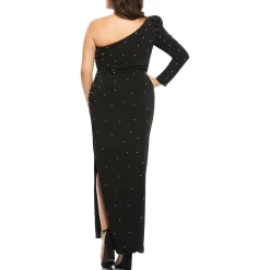 Plus One Shoulder Embellished Evening Dress