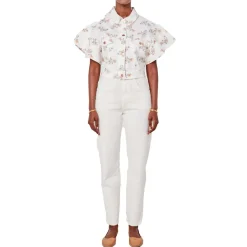 Plus Paige Printed Denim Denim Jacket