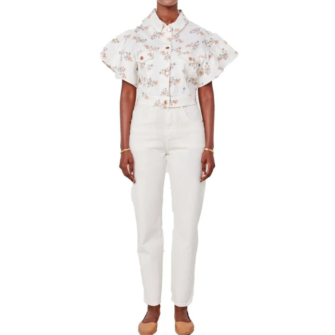 Plus Paige Printed Denim Denim Jacket