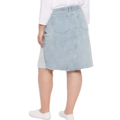Plus Patchwork Denim Denim Skirt
