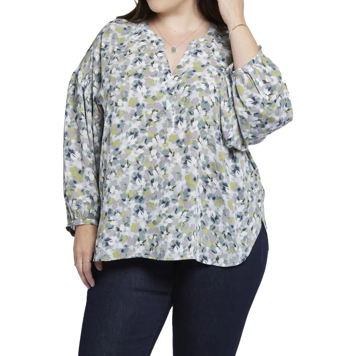 Plus Paulina Floral Print Peasant Top