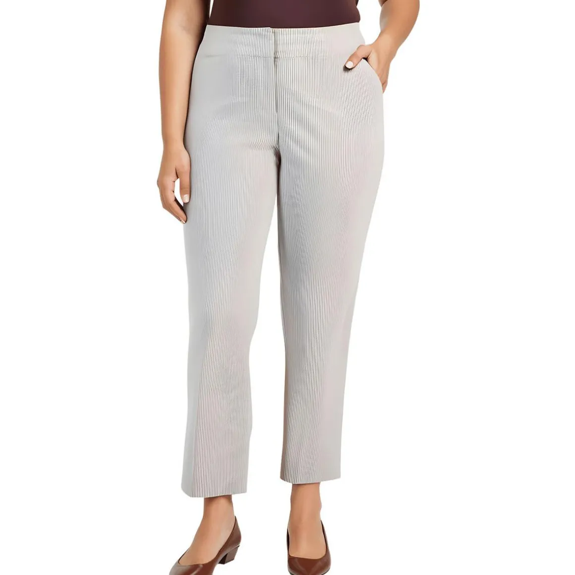 Plus Pinstripe Straight Leg Pants