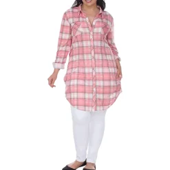 Plus Piper Plaid Button Front Tunic Top