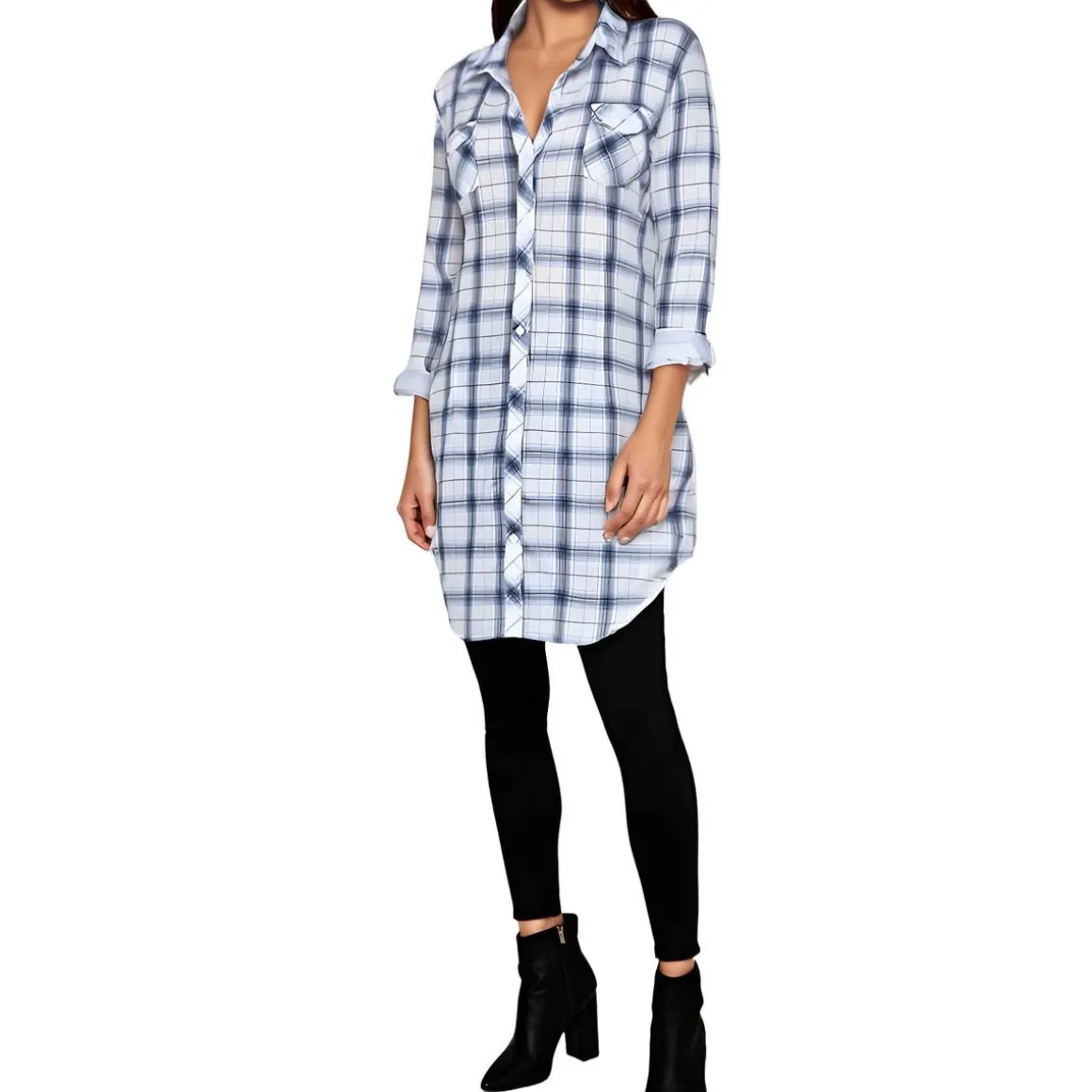 Plus Piper Plaid Button Front Tunic Top