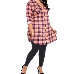 Plus Piper Plaid Button Front Tunic Top