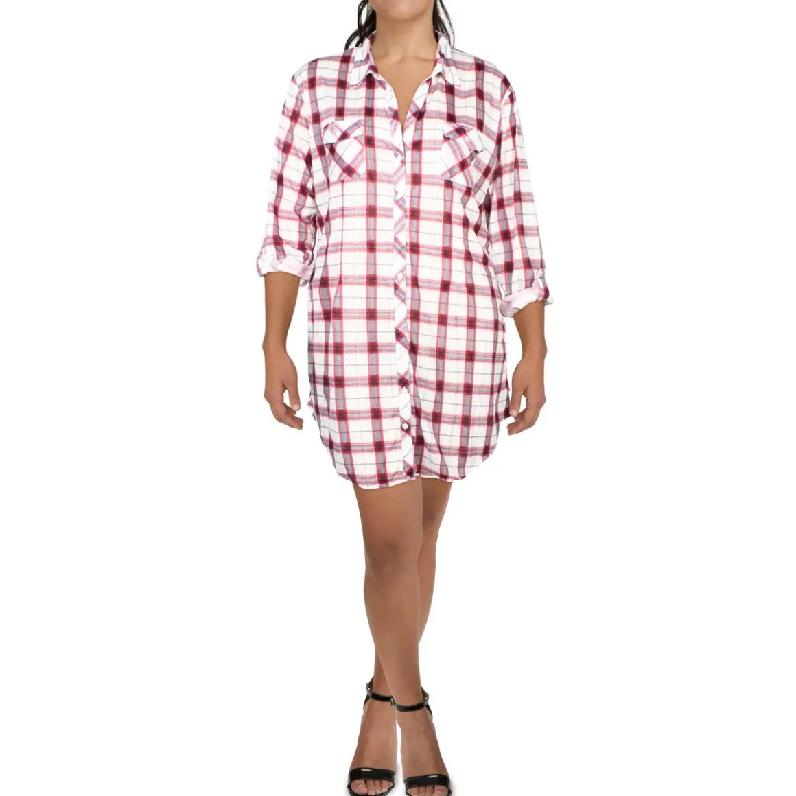 Plus Piper Plaid Button Front Tunic Top