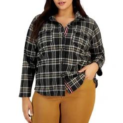 Plus Plaid Cold Weather Shirt Jacket