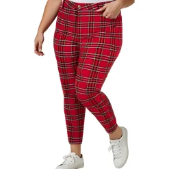 Plus Plaid Skinny Trouser Pants
