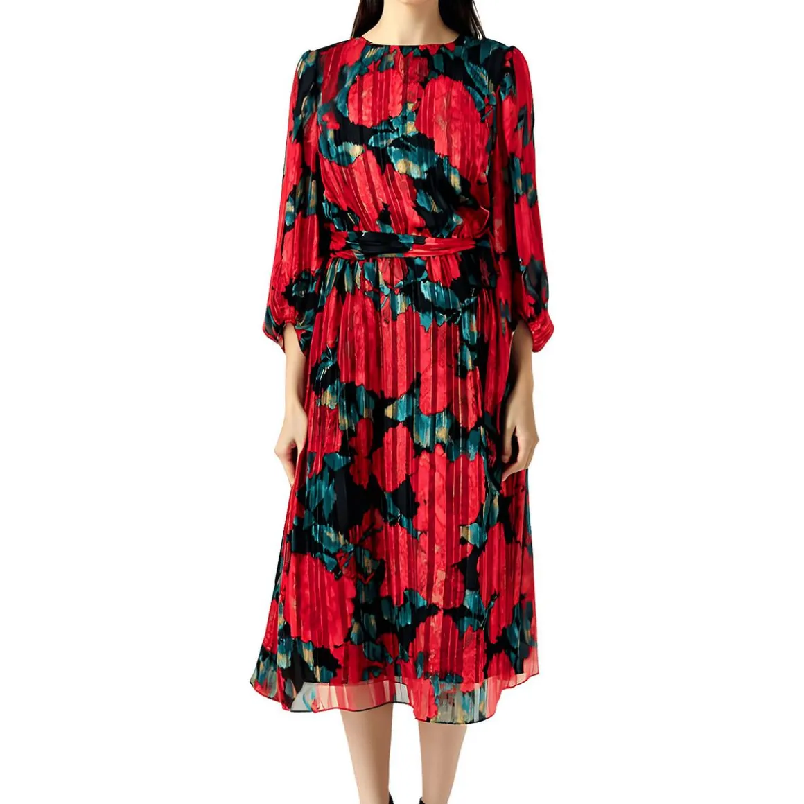 Plus Pleated Midi Dress