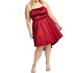 Plus Pleated Knee Fit & Flare Dress