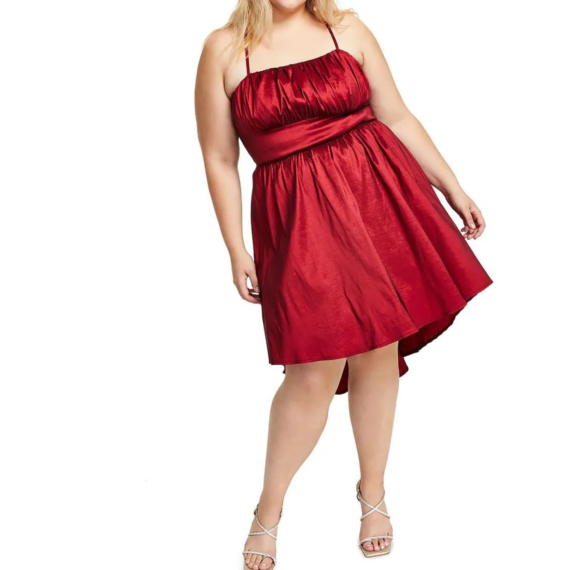 Plus Pleated Knee Fit & Flare Dress