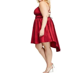 Plus Pleated Knee Fit & Flare Dress