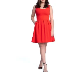 Plus Pleated Textured Fit & Flare Dress