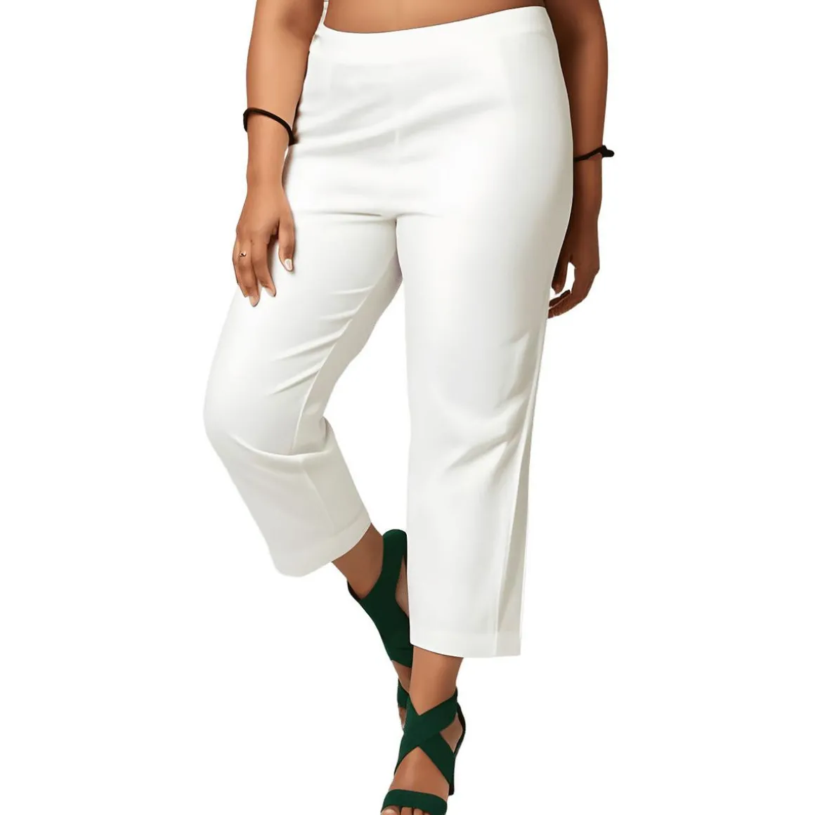 Plus Pocket Linen High-Waisted Pants