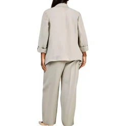 Plus Pocket Linen Open-Front Blazer