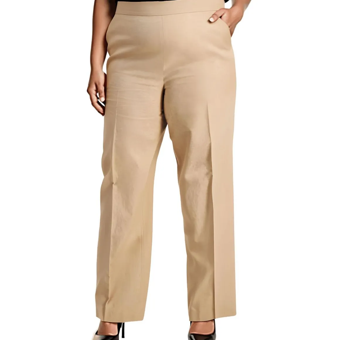 Plus Pocket Linen Wide Leg Pants