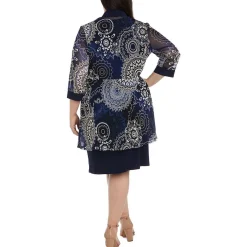 Plus Printed Knee Length Two Piece Dress