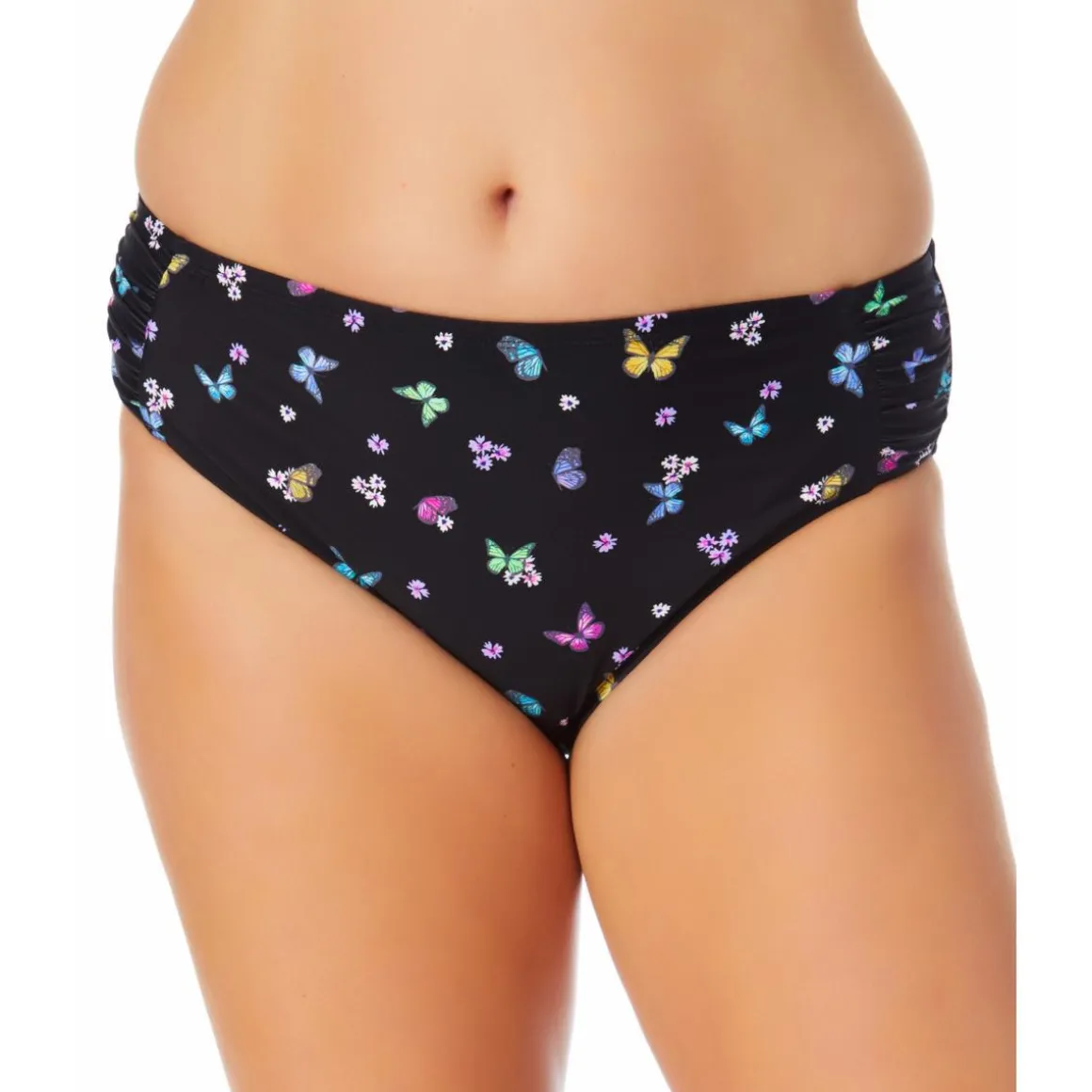 Plus Printed Ruched Swim Bottom Separates